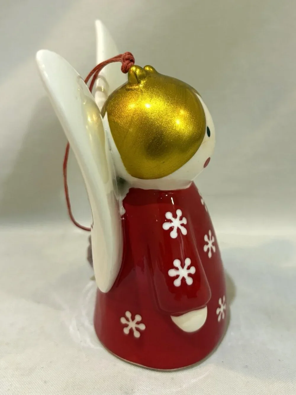 Crate & Barrel Porcelain Angel Holiday Bell Ornament
